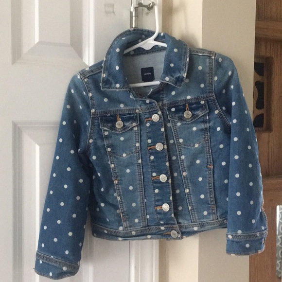 3T Blue Polka Dot Jean Denim Jacket Coat Toddler Girls Size 3 Years GAP Baby